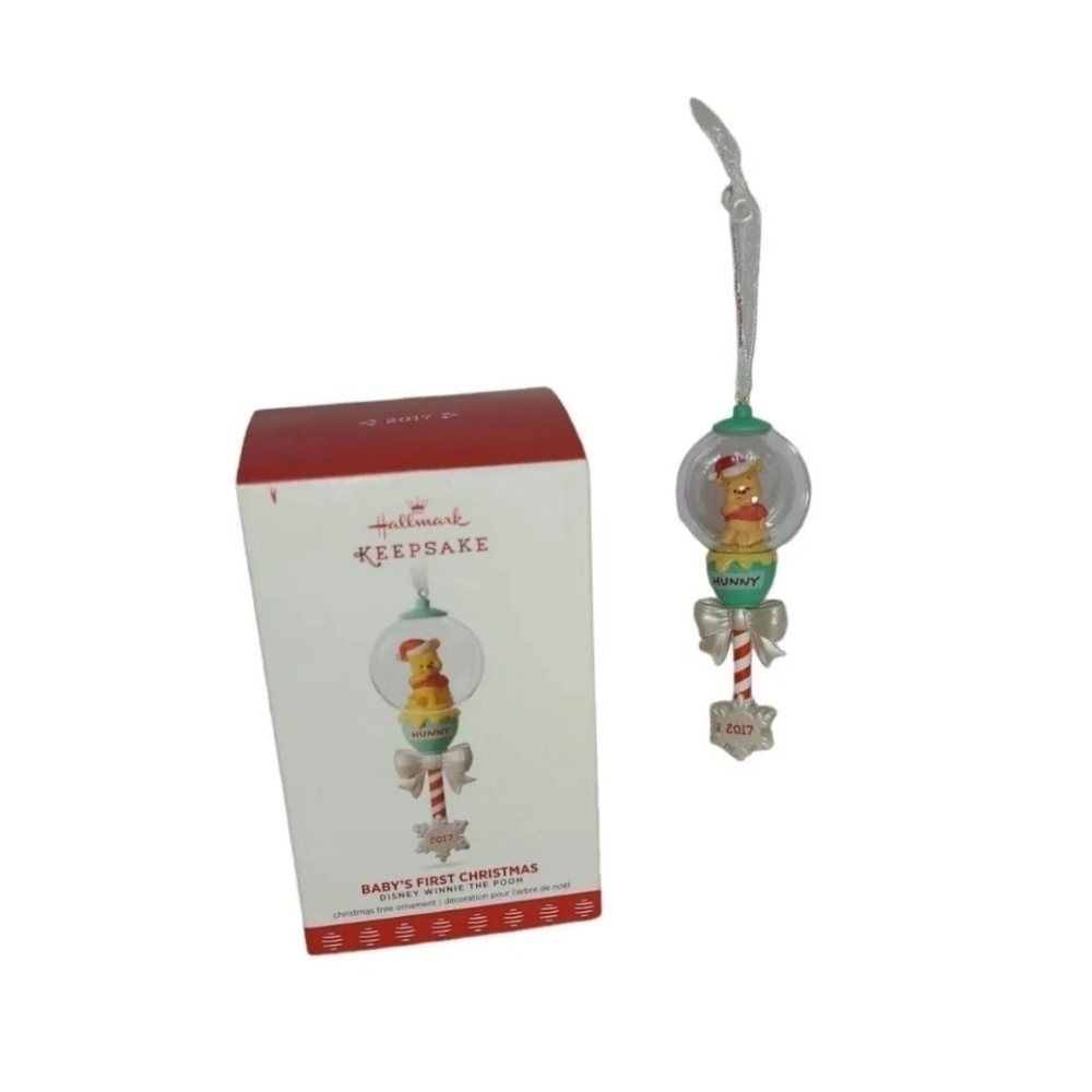 Hallmark Keepsake Disney Winnie The Pooh Baby's First Xmas Rattle Ornament 2017